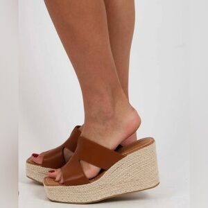 Chinese Laundry Next Door Espadrille Platform Wedge Sandal in Tan - NWT